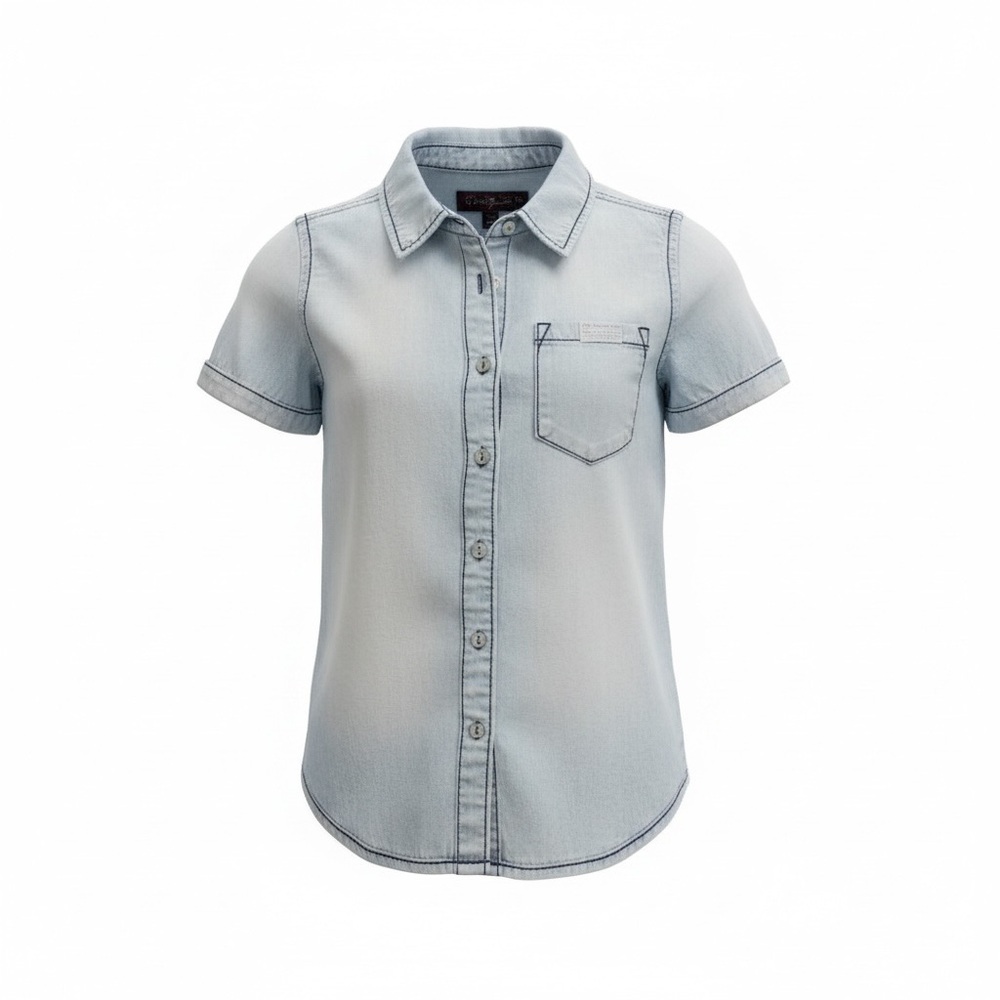 7 For All Mankind NWT Toddler Girls Indigo Dyework Tee Sky Chambray Button Down